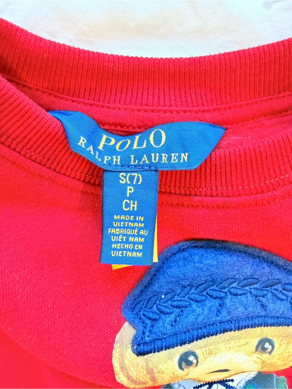 Polo by Ralph Lauren Girls' Red Polo Bear Crew Sweatshirt - Picture 3 of 7